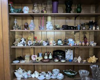 Tchotchkes, candle holder, vases, tea sets