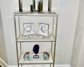 Marble & Hammered Silver Etagere 