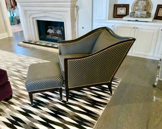 Swain Silk Upholstered Chair w/Ottoman