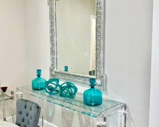 French Rococo Silver Gilt Solid Mahogany Mirror 