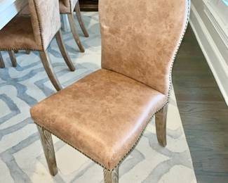 OKA Leather Chairs w/Nailhead Design 