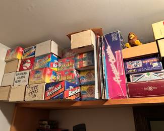 Baseball card boxes, football cards, baseball cards,