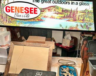 Bar signs, lights, decor 