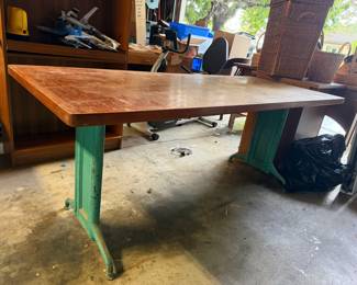 Industrial work Table , Mid-C metal base. Orig paint. 