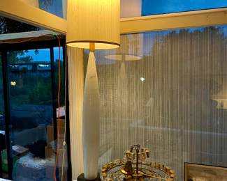 Rare Glass Mid-C Floor Lamp, approx 60” H. 