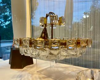 Gilt& Crystal chandelier by Palwa , 1970’s Germany. 