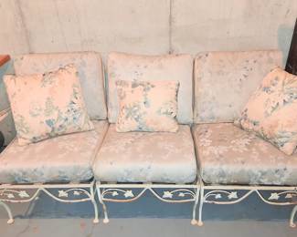 Vintage wrought iron outdoor sofa