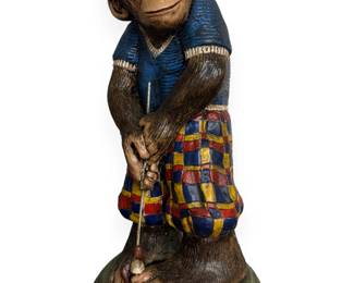 A Progressive Art Products Chalkware Chimpanzee Golfer Figurine, circa 1970s