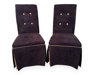 A Pair of Modern Upholstered Parsons Dining Chairs