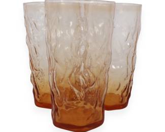 Three Seneca 'Driftwood Amber' Crinkle Glass Tumblers