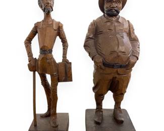 A Pair of Ouro Artesania Hand Carved Wooden Figures Don Quixote and Sancho Panza