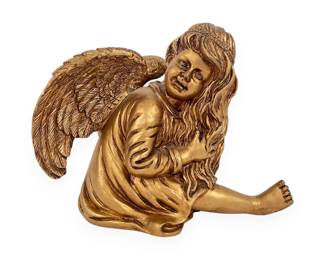 A Gilt-Finished Composite Figurine of a Seated Angel by MEICO, INC., dated 1995