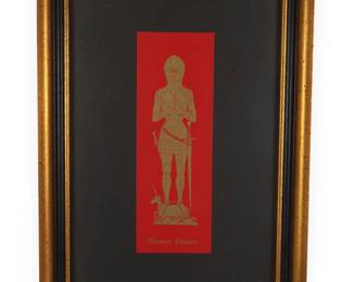 A Framed Brass-Rubbing Style Print Depicting Thomas Chaucer