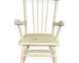 Vintage Country Style Child's Wooden Rocking Chair with Folk Floral Decoration