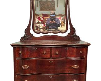 Victorian Mahogany Serpentine Front Dressing Chest with Mirror