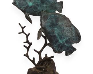 A 20th/21st Century Brutalist Style Bronze Sculpture of Two Fish