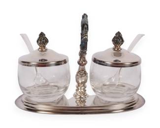 A Sheridan Silverplate Twin Condiment Set