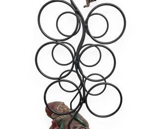 Novelty Freestanding Wine Rack with Two Drunken Monkey Figures, 5 Bottle Capacity