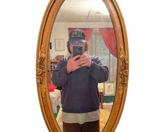 Rococo Revival Gilt Oval Wall Mirror