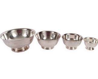 A Graduated Set of Four Paul Revere Style Bowls by Oneida and Gorham