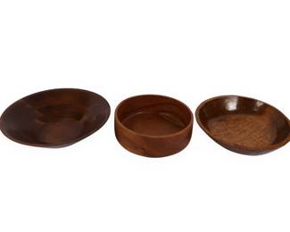 A Set of Three Mid-Century Modern Teak Wood Serving Bowls, circa 1970s