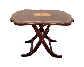 Inlaid Folding Occasional Table with Sunburst Medallion