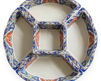 A Five-Piece Japanese Imari Porcelain Lazy Susan Serving Dish