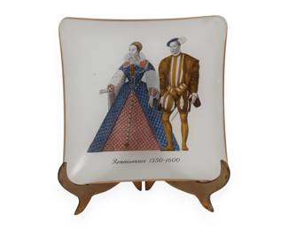 A Renaissance Style Decorative Dish Depicting Catherine de Medici and a Gentleman, circa 1550-1600
