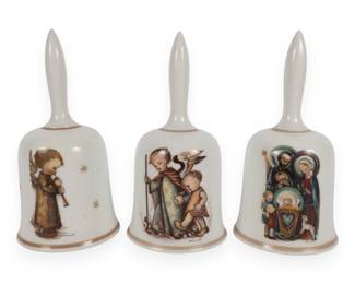Three Limited Edition Sister Berta Hummel Christmas Bells by Schmid Bros., 1972, 1973, 1974