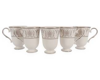 A Set of Five Lenox Royal Hannah Platinum Footed Mugs