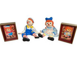 A Collection of Four Vintage Raggedy Ann and Andy Figures and Wall Hangings