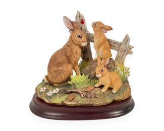 Andrea by Sadek Rabbit Family Ceramic Figurine Group, Model 6646