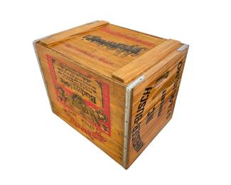 Vintage Anheuser-Busch Budweiser Wooden Beer Crate with Clydesdale Team Graphic
