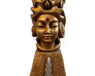 Art Originals Hialeah, Florida, Gilt Composite Bust of an Asian Deity