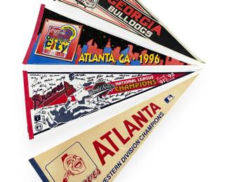 A Collection of Four Vintage Atlanta Sports and Event Felt Pennants 1982-1996