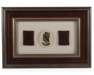A Framed Group of Three Early 19th Century Portrait Silhouettes and Intaglios