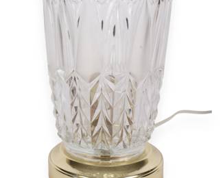 Bohemia Glass Cut Crystal Table Lamp with Brass Base, Made in Czech Republic