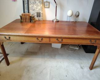 Large art deco oak library desk.