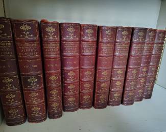 Early set from early 1800s. The complete works of Alfred De Musset in leather bound red cover.