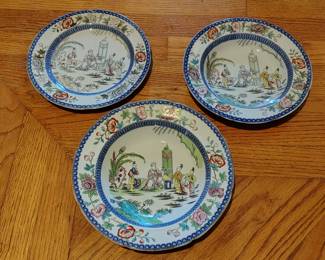 3 pieces of very rare Georgian  masons "Mogul" pattern  china late 1700s -early 1800s.