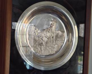Large engraved prospector plate made of sterling silver. OVER 10 OUNCES.
