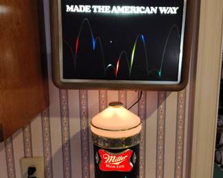 Miller high life light up rainbow signs.