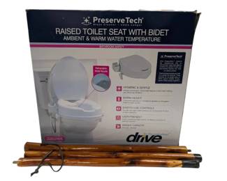 NIB Preserve Tech Seat W Bidet 3 Piece Wood Cane