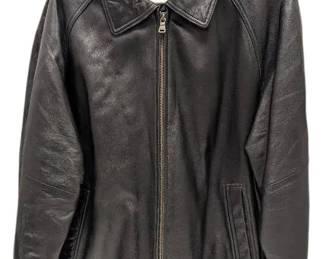 Black Bill Blass Zipup Leather Jacket Large