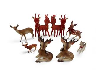 Vintage Flocked Reindeers More