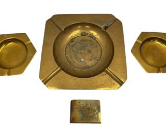 Brass Ashtrays Match Holder