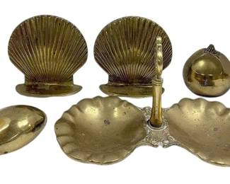 Brass Clamshell Bookends, Tray, And More