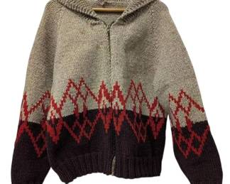 Handmade Zip Up Heavyweight Brown Tan Wool Sweater