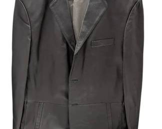 J. Ferrar Button Up Black Leather Jacket XL