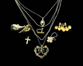 Sterling Silver Necklaces, Earrings, And Pins 25.83g